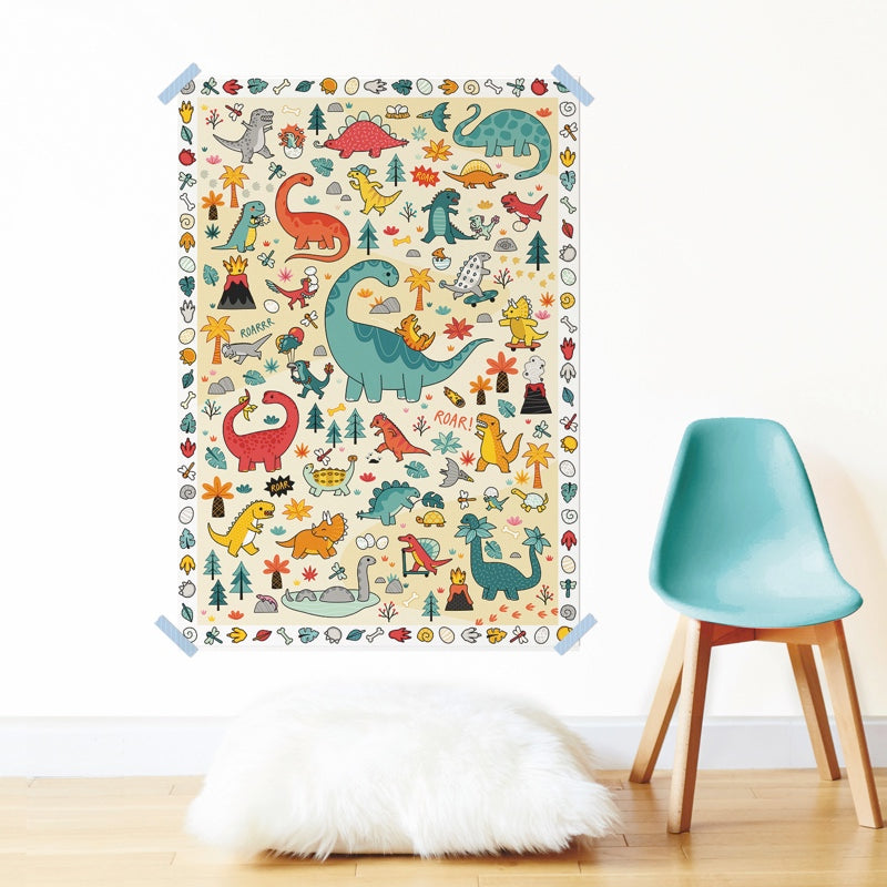 Poppik Poster Créatif Dinosaures + 150 Autocollants