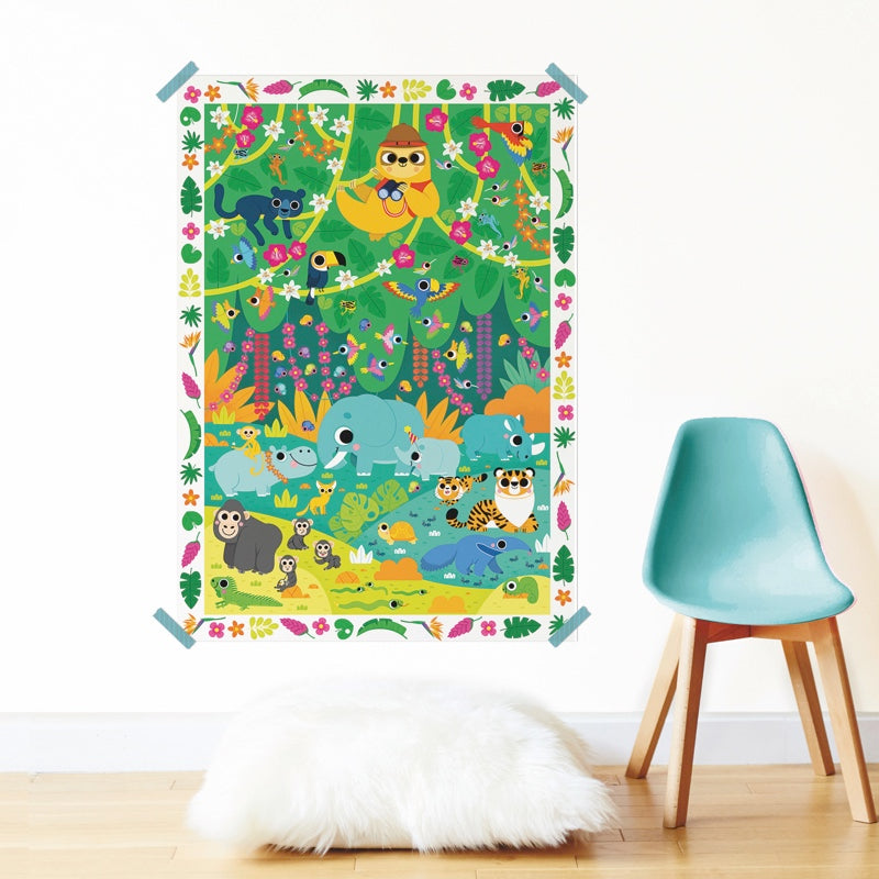 Poppik Poster Créatif La Jungle + 150 Autocollants