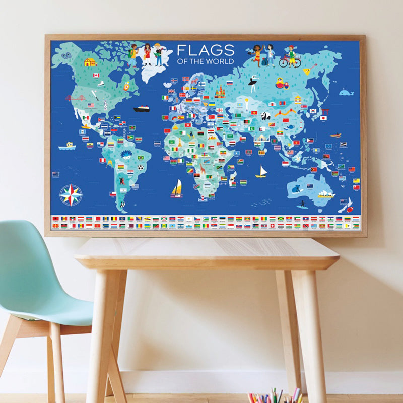 Poster géant + 200 stickers Drapeaux du monde Poppik