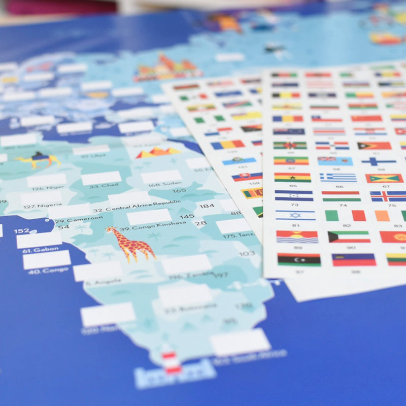 Poster géant + 200 stickers Drapeaux du monde Poppik