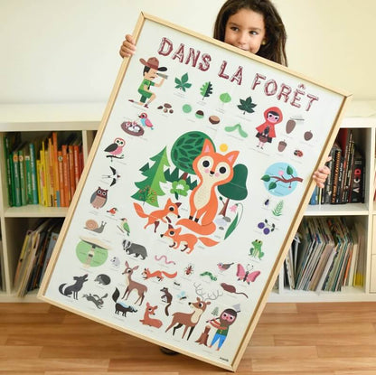 Poster géant + 60 stickers Dans la forêt Poppik
