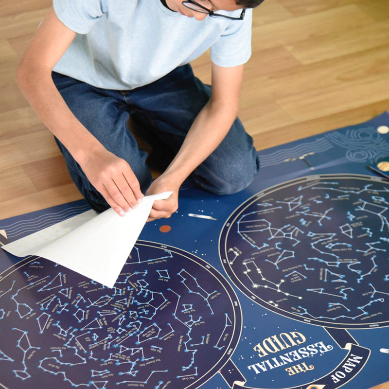 Poster géant + 640 stickers phosphorescents Carte du ciel Poppik
