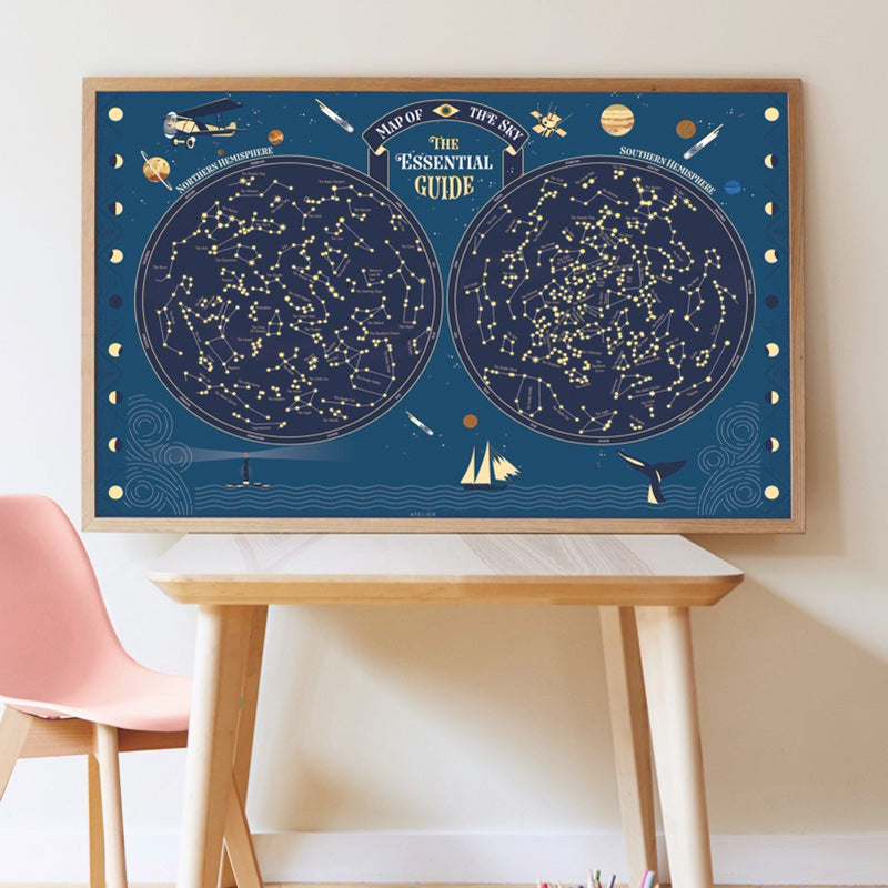 Poster géant + 640 stickers phosphorescents Carte du ciel Poppik