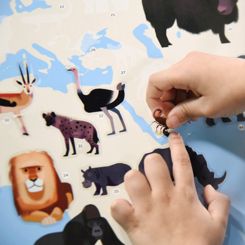 Poster géant + 67 stickers Animaux du monde Poppik
