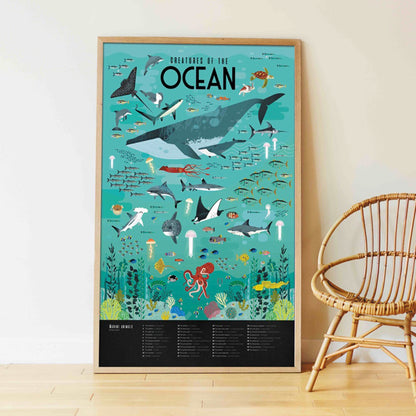 Poster géant + 59 stickers Océans Poppik