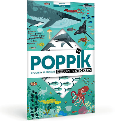Poster géant + 59 stickers Océans Poppik