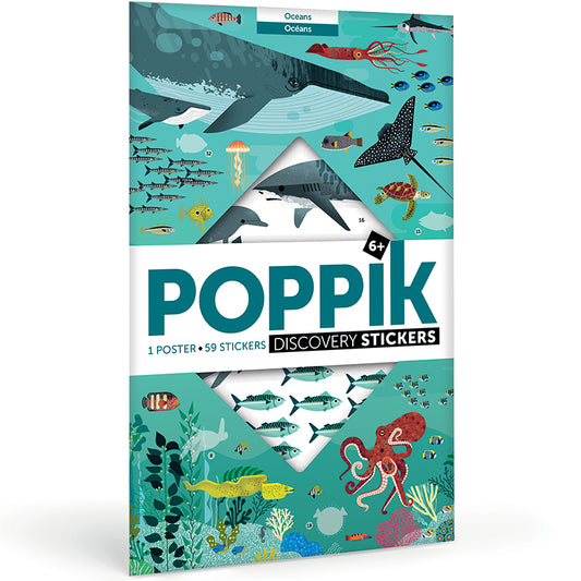 Poster géant + 59 stickers Océans Poppik