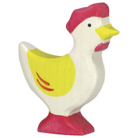 Poule jaune debout Holztiger