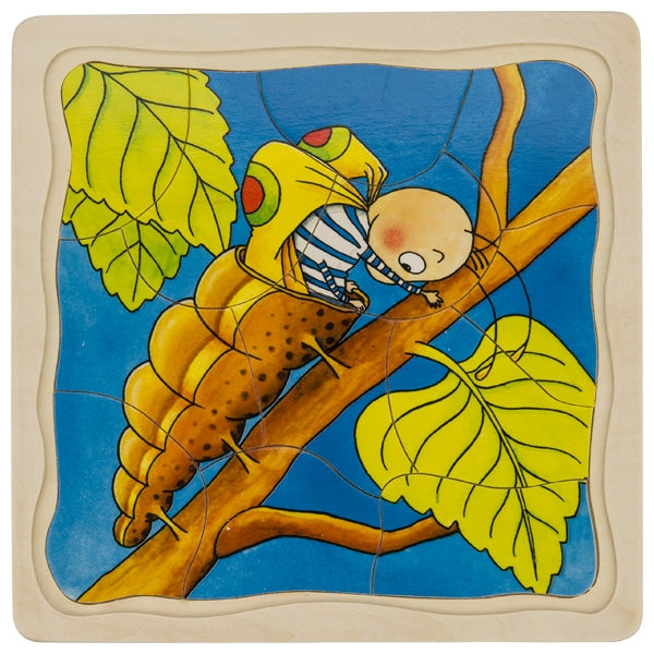Puzzle en bois la chenille Goki - 4 couches