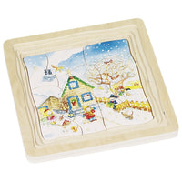 Puzzle en bois Les 4 saisons - 4 couches GOKI