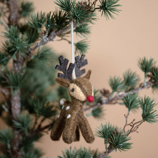 Suspension de Noël en feutrine de laine Renne Chocolat