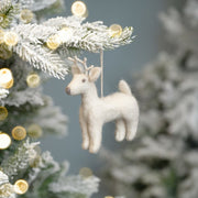 Suspension de Noël en feutrine de laine Renne d'hiver blanc