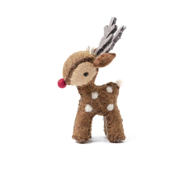Suspension de Noël en feutrine de laine Renne Chocolat