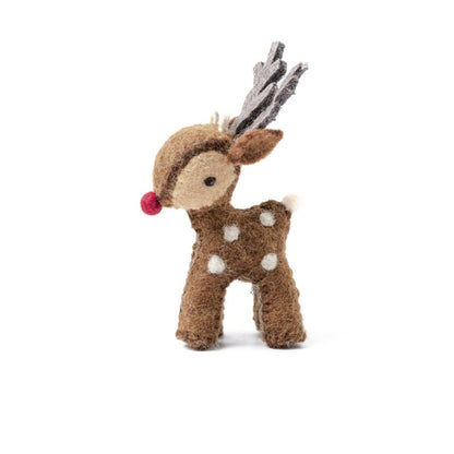 Suspension de Noël en feutrine de laine Renne Chocolat