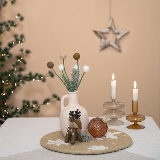 Suspension de Noël en feutrine de laine Renne Chocolat