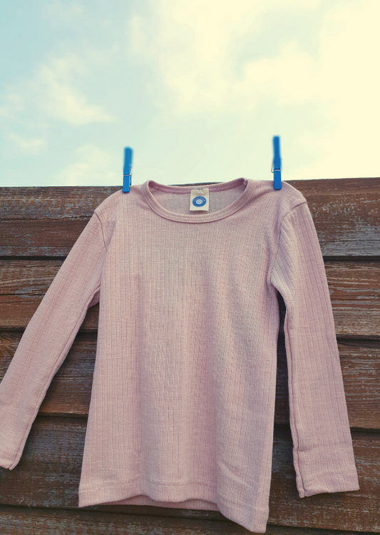 Cosilana T-shirt manches longues Enfant Rose clair - Laine/soie/coton bio