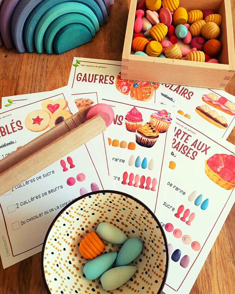 Mes recettes de Gâteaux - Cartes éducatives à imprimer - Grapat Loose Parts