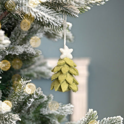 Suspension de Noël en feutrine de laine Sapin de Noël vert clair