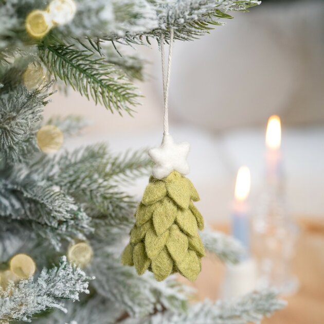 Suspension de Noël en feutrine de laine Sapin de Noël vert clair