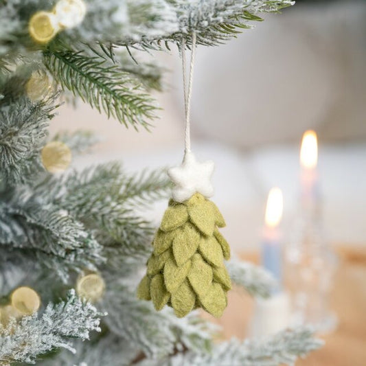 Suspension de Noël en feutrine de laine Sapin de Noël vert clair