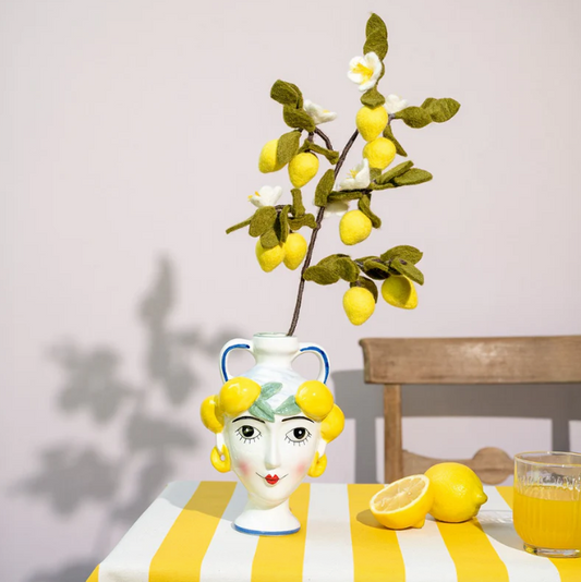 Branche de Fleurs de Citronnier en feutrine de laine