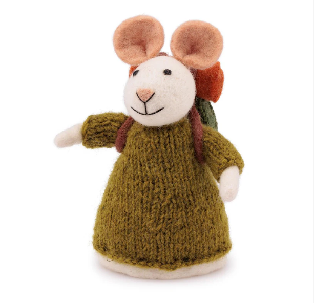 Souris de décoration Randonnée - En vacances !! en feutrine de laine - Sjaal met Verhaal