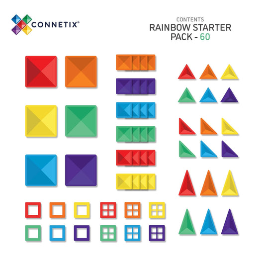 Connetix Tiles Jeu magnétique Starterset - Lot de démarrage - 60 pièces