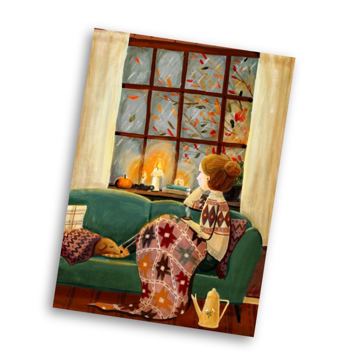 Carte postale It's Storming outside - Illustratrice E. Bennink