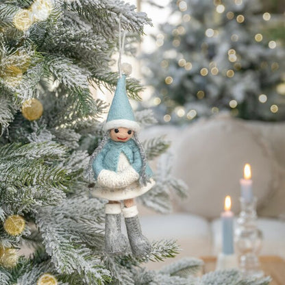 Suspension de Noël en feutrine de laine Fée de l'hiver Bleu glace