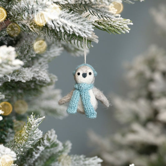 Suspension de Noël en feutrine de laine Penguin Bleu glace