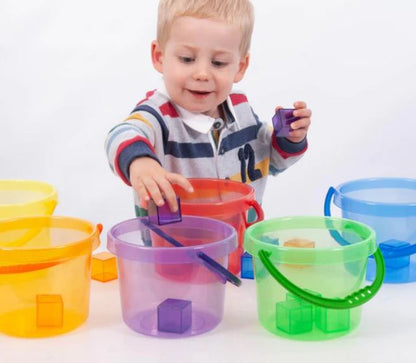 Tickit Ensemble de 6 seaux translucides colorés