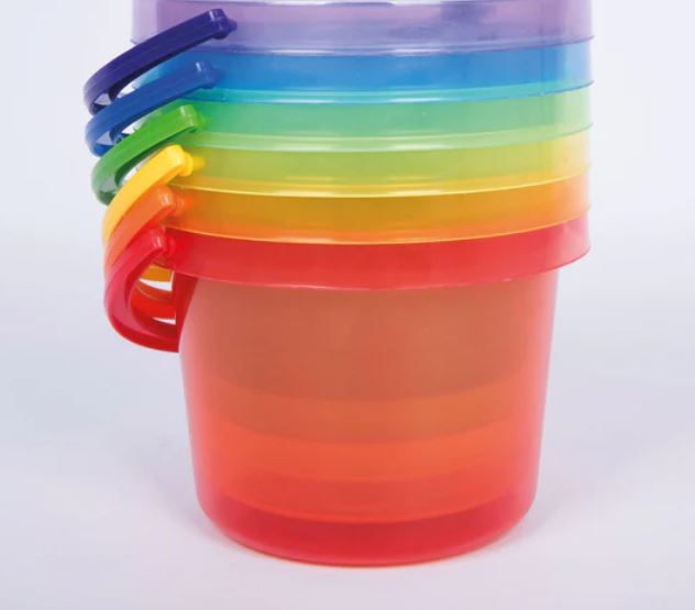 Tickit Ensemble de 6 seaux translucides colorés