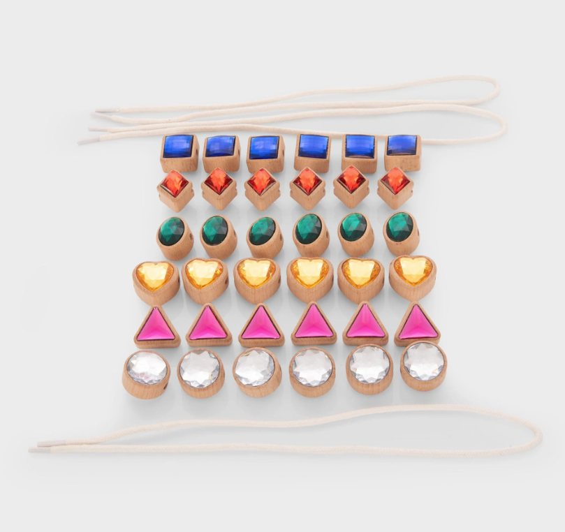 Tickit Perles à enfiler en formes différentes et avec pierres brillantes - Lot de 36