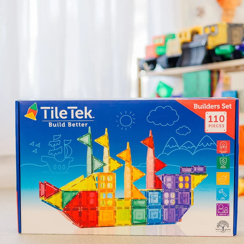 Pack de construction Jeu magnétique TileTek by Learn & Grow Toys - 110 pièces