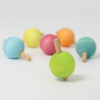 Grimm's Toupies en bois couleur Pastel - Lot de 6