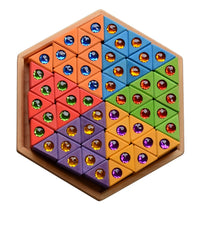 Triangles colorés en bois avec pierres brillantes - 54 pièces
