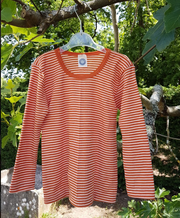 Cosilana T-shirt manches longues Enfant Orange rayé - Laine/soie