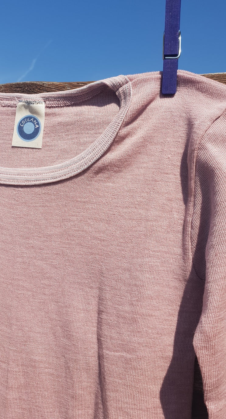 Cosilana T-shirt manches longues enfants rose/lilas - Laine/soie