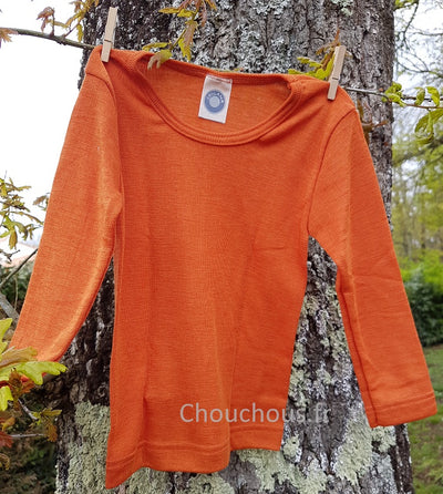 Cosilana T-shirt Enfant manches longues Orange - Laine/soie