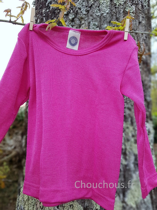 Cosilana T-shirt Enfant manches longues Rose - Laine/soie