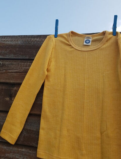Cosilana T-shirt manches longues Enfant Jaune clair - Laine/soie/coton bio