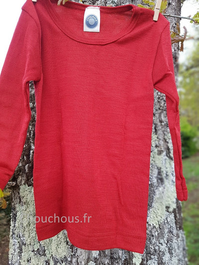 Cosilana T-shirt enfant manches longues Rouge - Laine/soie