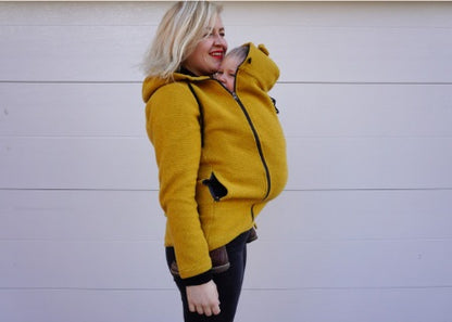 Manteau de portage en laine Wear Me Jaune Moutarde