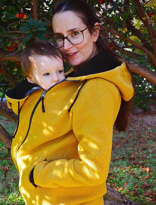 Manteau de portage en laine Wear Me Jaune Moutarde