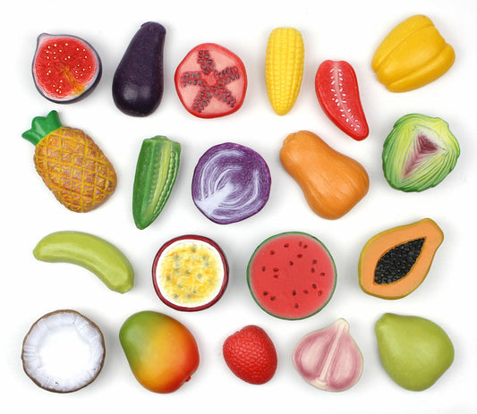 Pierres Sensorielles Fruits et Légumes Cuisine du Monde Lot de 20 - Yellow Door