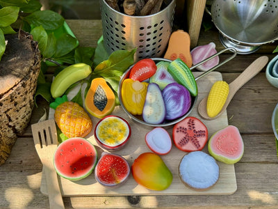 Pierres Sensorielles Fruits et Légumes Cuisine du Monde Lot de 20 - Yellow Door